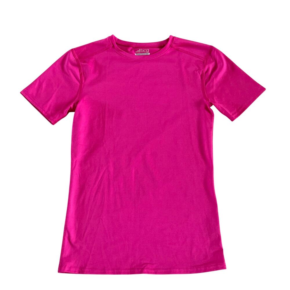 Girls L 14-16 BCG Hot Pink Compression Short Sleeve Athletic Activewear Shirt